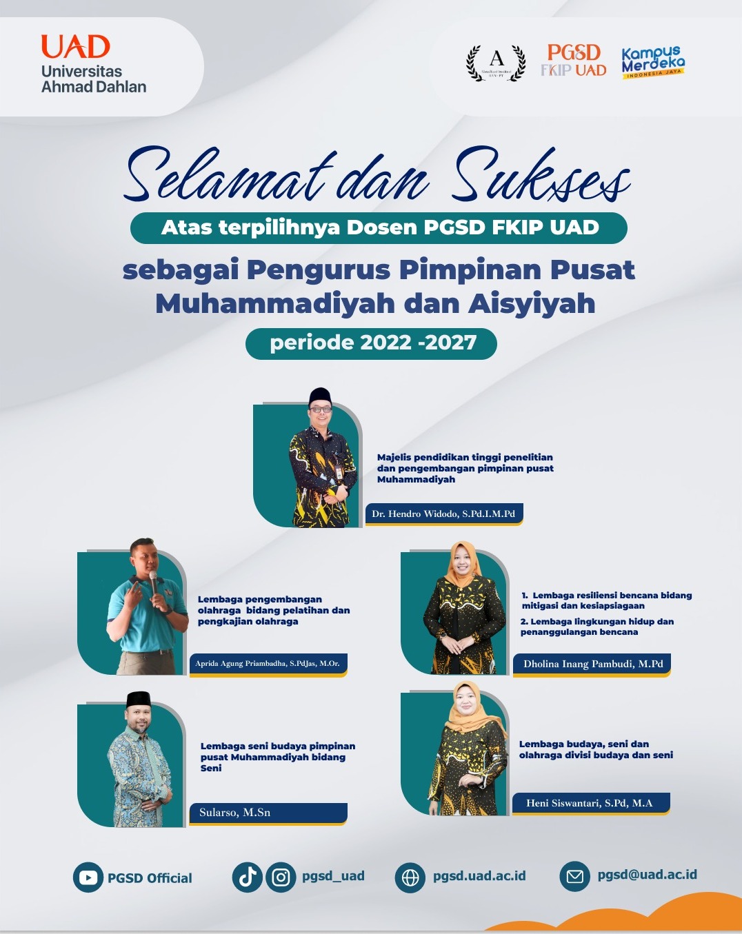 Dosen PGSD UAD Terpilih Sebagai Pengurus Pimpinan Pusat Muhammadiyah dan Aisiyah